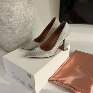 Amina Muaddi Ami Pointed Toe Pump Size 7 DUFFLE BAG AND BOX